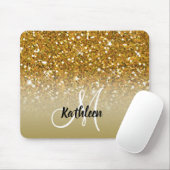 Girly Gold Glitter Sparkles Monogram Muismat (Met muis)