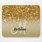Girly Gold Glitter Sparkles Monogram Muismat (Voorkant)