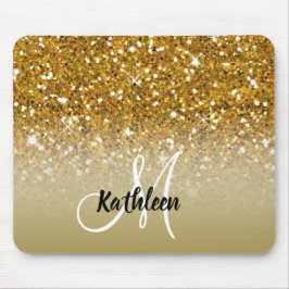 Girly Gold Glitter Sparkles Monogram Muismat