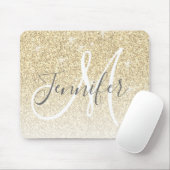 Girly Gold Glitter Sparkles Monogram Muismat (Met muis)