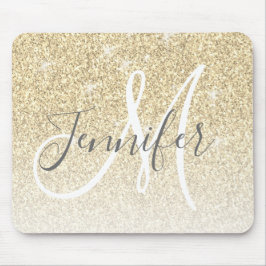 Girly Gold Glitter Sparkles Monogram Muismat