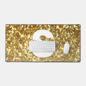 Girly Gold Glitter Sparkles Monogram Script Name Bureaumat (Keyboard & Muis)
