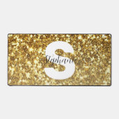 Girly Gold Glitter Sparkles Monogram Script Name Bureaumat (Voorkant)