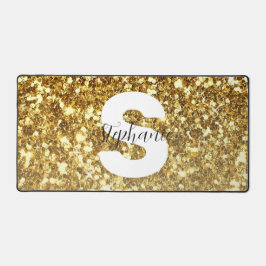 Girly Gold Glitter Sparkles Monogram Script Name Bureaumat