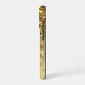 Girly Gold Glitter Sparkles Monogram Script Name iPhone 16 Hoesje (Linkerkant)