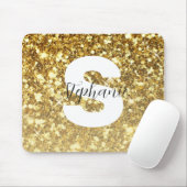 Girly Gold Glitter Sparkles Monogram Script Name Muismat (Met muis)