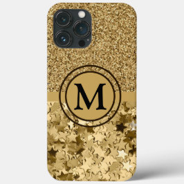 Girly Gold Glitter Stars Monogram Case-Mate iPhone Case