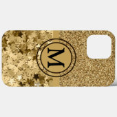 Girly Gold Glitter Stars Monogram Case-Mate iPhone Case (Achterkant (horizontaal))