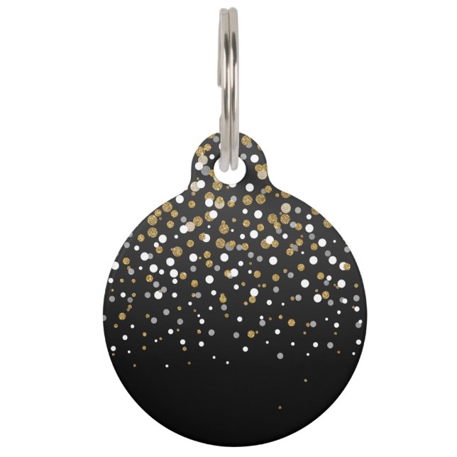  Girly Gold Glitter Stippen Illustratie Huisdierpenning (Voorkant)