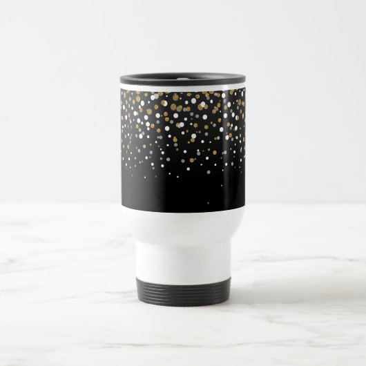  Girly Gold Glitter Stippen Illustratie Reisbeker (Center)