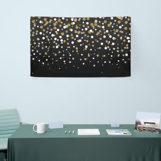  Girly Gold Glitter Stippen Illustratie Spandoek (Beurs)