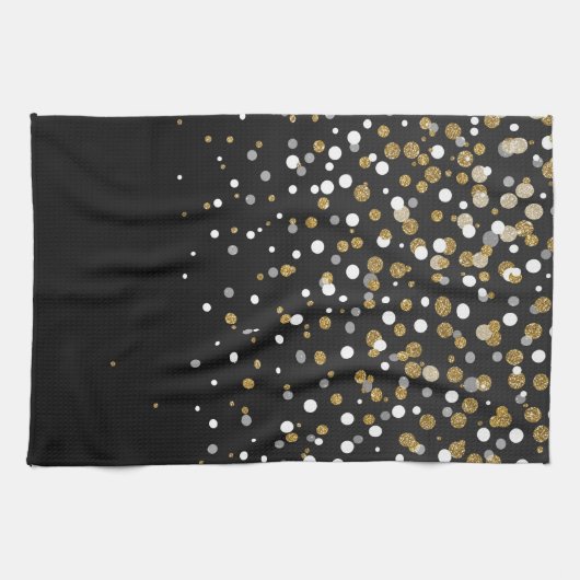  Girly Gold Glitter Stippen Illustratie Theedoek (Horizontaal)