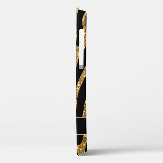 Girly Gold Glitter Tiger Stripe Name Case-Mate iPhone Case (Achterkant / Links)