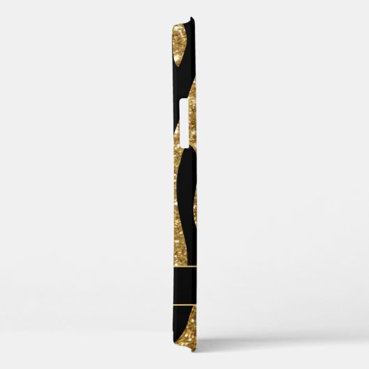 Girly Gold Glitter Tiger Stripe Name Case-Mate iPhone Case (Achterkant / Rechts)