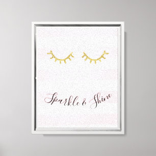 Girly Gold Glitter Wimpers Canvas Afdruk