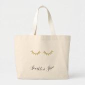 Girly Gold Glitter Wimpers Grote Tote Bag (Voorkant)