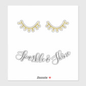 Girly Gold Glitter Wimpers Sticker (Vel)