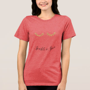 Girly Gold Glitter Wimpers Tri-Blend Shirt