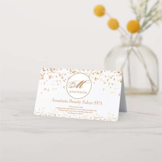 Girly Gold Glittery Luxury Monogram Beauty Salon Afsprakenkaart (Voorkant)