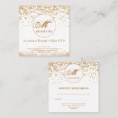 Girly Gold Glittery Luxury Monogram Beauty Salon Afsprakenkaartje (Voorkant / Achterkant)