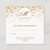 Girly Gold Glittery Luxury Monogram Beauty Salon Afsprakenkaartje (Achterkant)