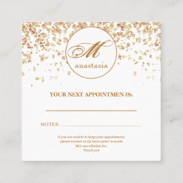 Girly Gold Glittery Luxury Monogram Beauty Salon Afsprakenkaartje