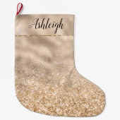 Girly Gold Glitzy Glitter Sparkle Naam Grote Kerstsok (Voorkant)