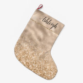 Girly Gold Glitzy Glitter Sparkle Naam Grote Kerstsok (Voorkant (Hangend))