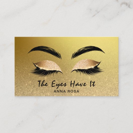 *~* Girly Gold Golden Lashes Extensions Brows Visitekaartje (Voorkant)