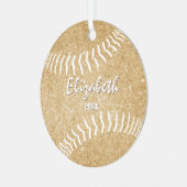 Girly Gold Keepsake Softball Metalen Ornament (Voorkant links)