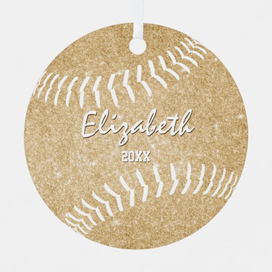 Girly Gold Keepsake Softball Metalen Ornament (Voorkant)