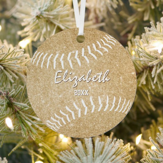 Girly Gold Keepsake Softball Metalen Ornament (Insitu)