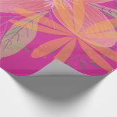 Girly Gold Leaf Fuchsia Flower Cadeaupapier (Hoek)