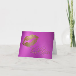 Girly Gold Lip Print Dank je kaart