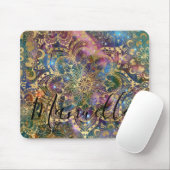 Girly Gold Mandala Galaxy Custom Name Monogram Muismat (Met muis)