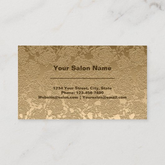 Girly Gold Modern Bloemenkapper Metallic Visitekaartje (Achterkant)