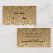 Girly Gold Modern Bloemenkapper Metallic Visitekaartje (Voorkant / Achterkant)