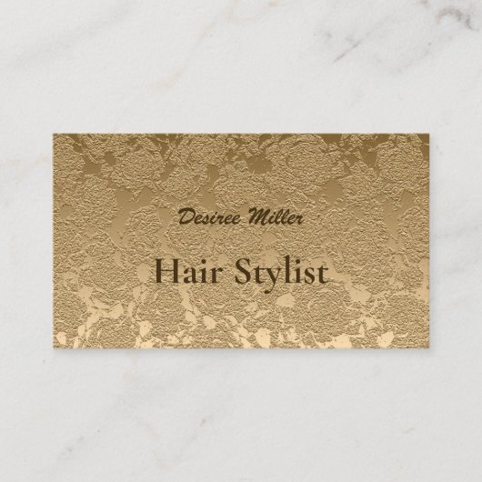 Girly Gold Modern Bloemenkapper Metallic Visitekaartje (Voorkant)