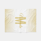 Girly Gold Modern Chic Monogram Elegant Glitter Fleece Deken (Voorkant (Horizontaal))