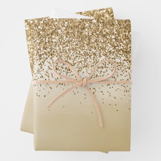 Girly Gold Ombre Waterverf Glitter Inpakpapier Vel (In situ)