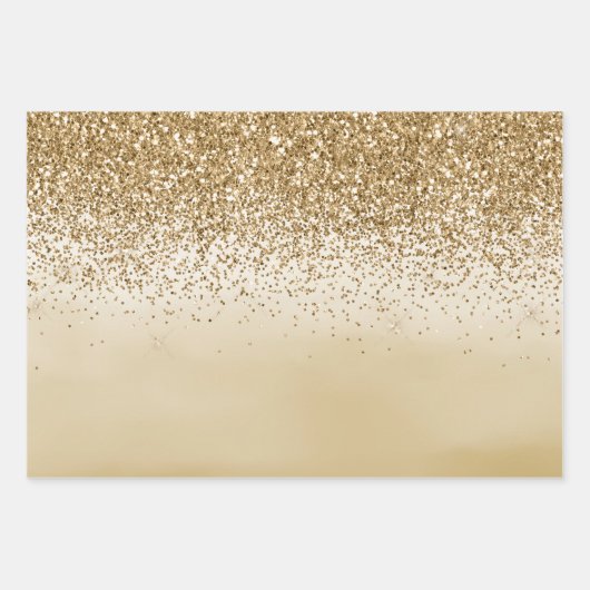 Girly Gold Ombre Waterverf Glitter Inpakpapier Vel (Voorkant)