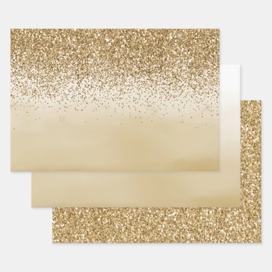 Girly Gold Ombre Waterverf Glitter Inpakpapier Vel (Set)