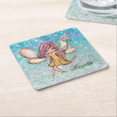 Girly Gold Paars Blue Glitter Sparkle Fairy Dust Kartonnen Onderzetters (Schuin)