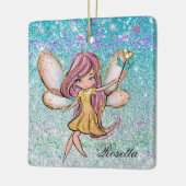 Girly Gold Paars Blue Glitter Sparkle Fairy Dust Keramisch Ornament (Links)