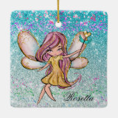 Girly Gold Paars Blue Glitter Sparkle Fairy Dust Keramisch Ornament (Achterkant)