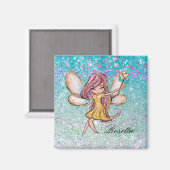 Girly Gold Paars Blue Glitter Sparkle Fairy Dust Magneet (Voorkant / Achterkant)