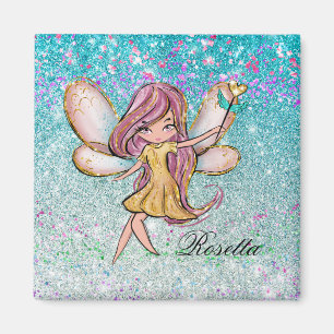 Girly Gold Paars Blue Glitter Sparkle Fairy Dust Magneet