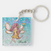 Girly Gold Paars Blue Glitter Sparkle Fairy Dust Sleutelhanger (Achterkant)