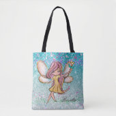 Girly Gold Paars Blue Glitter Sparkle Fairy Dust Tote Bag (Voorkant)