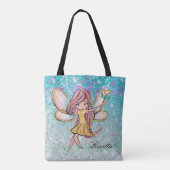 Girly Gold Paars Blue Glitter Sparkle Fairy Dust Tote Bag (Achterkant)